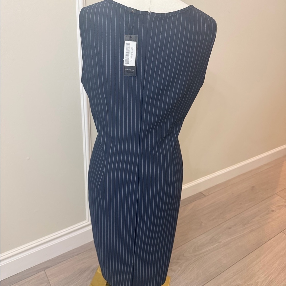 Sophisticated Navy Pinstripe Midi Dress - Picture 8 of 12